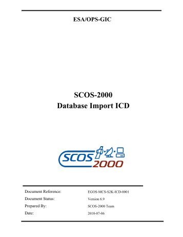 SCOS-2000 Database Import ICD - Projects