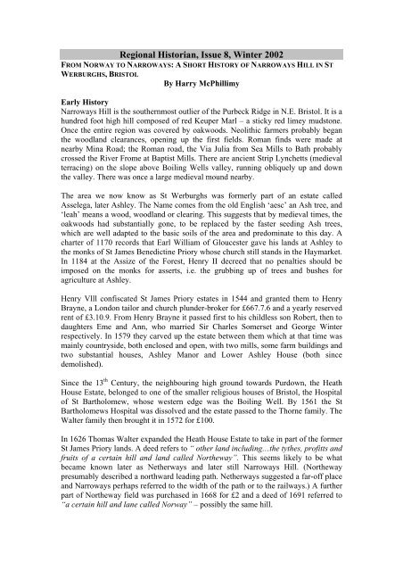 From Norway to Narroways: A Short History of Narroways Hill in St ...