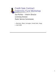 Credit-Sale Contract Indemnity Fund Workshop - North Dakota ...