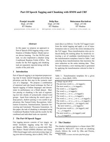 Part Of Speech Tagging and Chunking with HMM and CRF