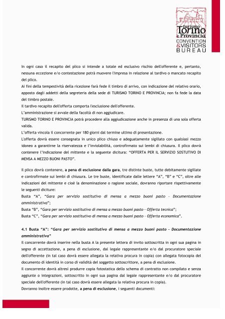 lettera invito gara buoni pasto 11-05-11 - Turismo Torino