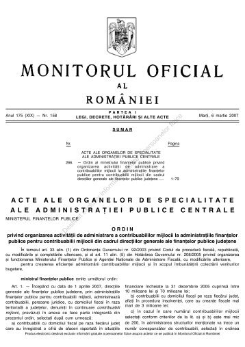 ACTE ALE ORGANELOR DE SPECIALITATE ALE ADMINISTRAfiIEI ...