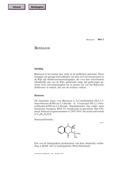 Bentazon - Chemische Feitelijkheden
