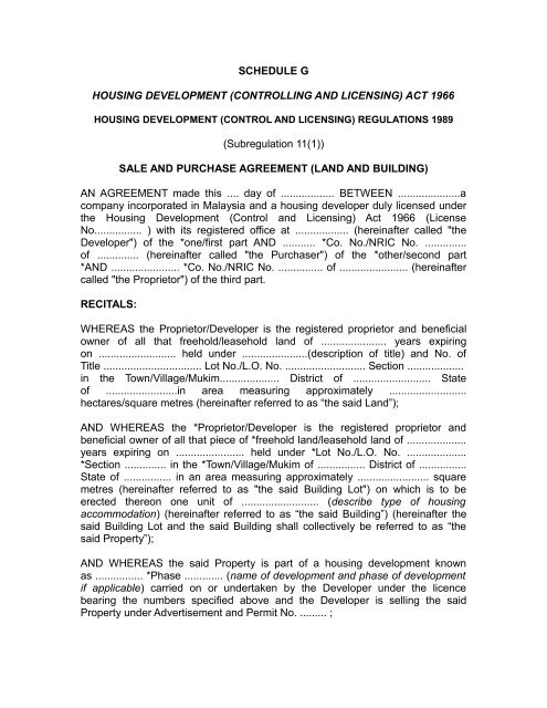 sale and purchase agreement (land and building) - Ministry of ...