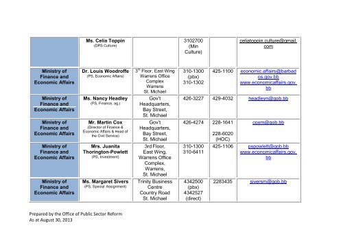 Permanent Secretaries - Office of Public Sector Reform