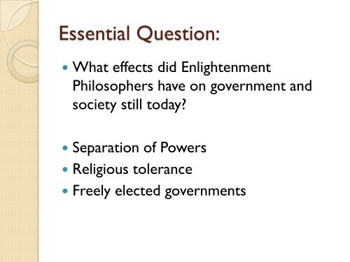 Chapter 5: The Enlightenment and the American Revolution