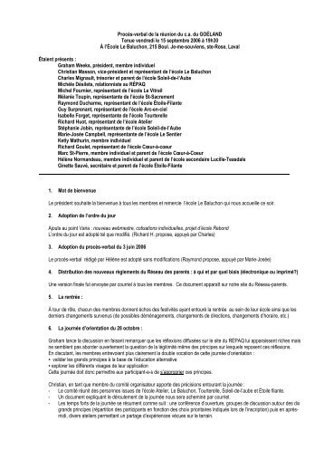 PV réunion Réseau-parents 15 septembre 2006 - répaq