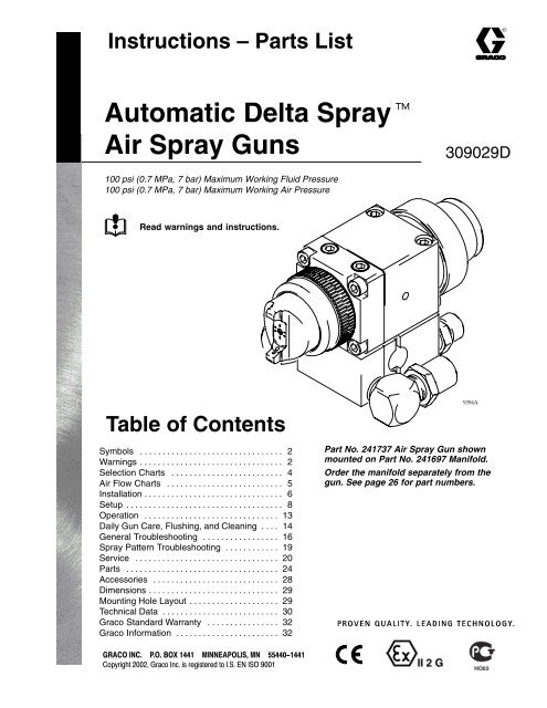 309029D Automatic Delta Spray Air Spray Gun ... - Graco Inc.