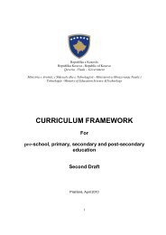 curriculum framework - Ministria e Arsimit, ShkencÃ«s dhe TeknologjisÃ«