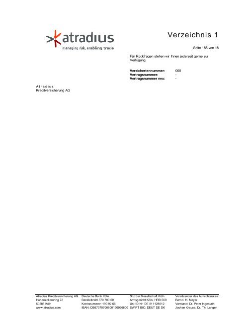 Warenkreditversicherung Atradius-Mustervertrag
