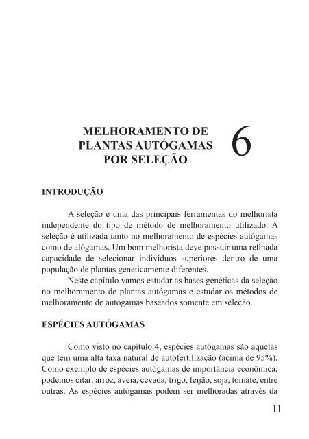 MELHORAMENTO DE PLANTAS AUTÓGAMAS POR SELEÇÃO