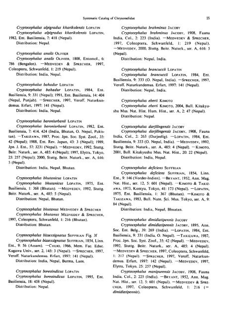 Systematic Catalog of the Chrysomelidae (Coleoptera) from Nepal ...