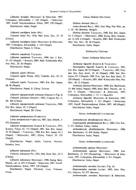 Systematic Catalog of the Chrysomelidae (Coleoptera) from Nepal ...