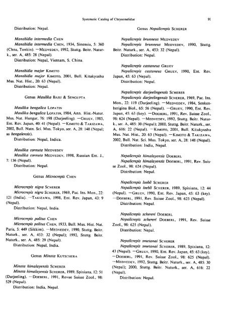 Systematic Catalog of the Chrysomelidae (Coleoptera) from Nepal ...