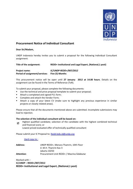 Procurement Notice of Individual Consultant - UNDP
