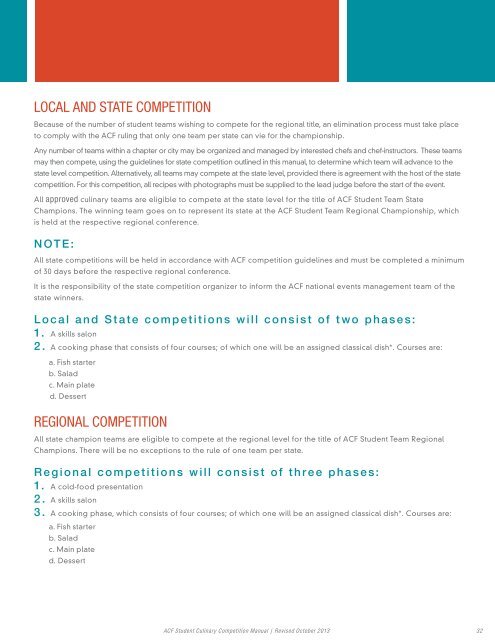 Student Competition Manual - American Culinary Federation
