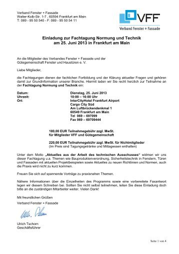 Einladung zur Fachtagung Normung und Technik am 25. Juni 2013 ...