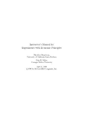 Instructor's Manual for Experiments with Economic Principles