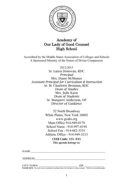 Student Handbook - Academy of Our Lady of Good Counsel High ...