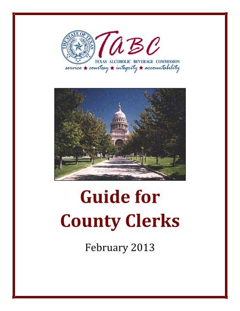 TABC Guide for County Clerks - Texas Alcoholic Beverage ...