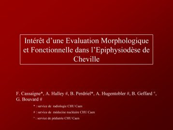 IntÃ©rÃªt d'une Evaluation Morphologique et Fonctionnelle dans l ...