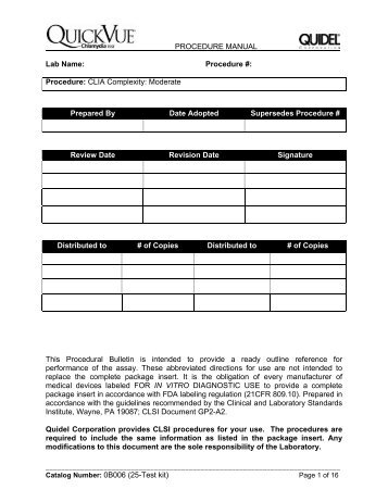 QuickVue Chlamydia test - Quidel Corporation