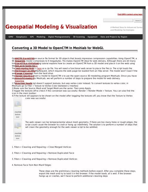 Converting a 3D Model to OpenCTM In Meshlab for WebGL ...