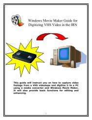 Windows Movie Maker Guide for Digitizing VHS Video in the IRN