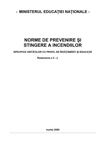 norme de prevenire Åi stingere a incendiilor