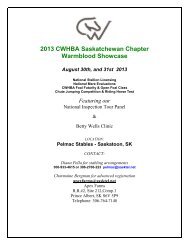 2013 Prizelist - Canadian Warmblood Horse Breeders Association