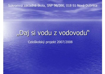 Projekt "Daj si vodu z vodovodu"