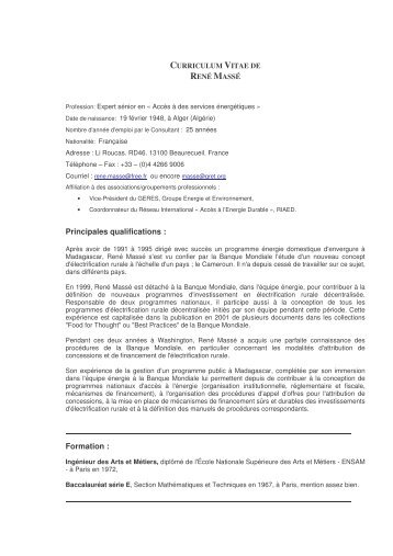 Curriculum Vitae de René Massé - RIAED