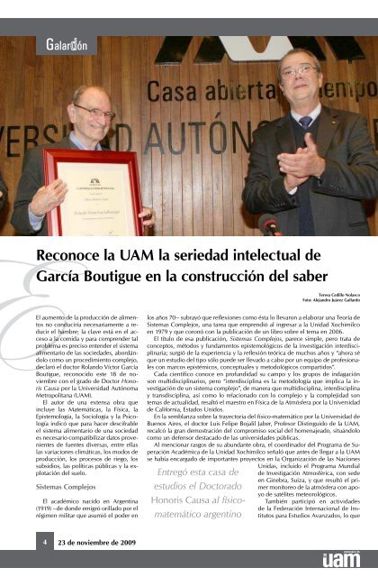 Rolando VÃ­ctor GarcÃ­a Boutigue, Doctor Honoris Causa por la UAM