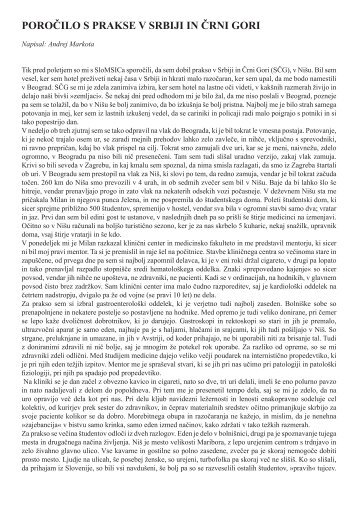 poročilo s prakse v srbiji in črni gori - Društvo študentov medicine ...