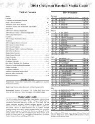 Pages 1-9 (Outlook, Coaches) - Creighton University Bluejays