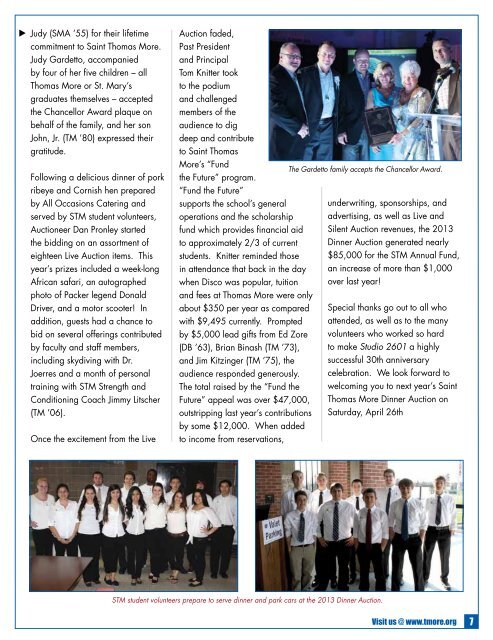 Spring 2013 Spirit magazine - Thomas More High School