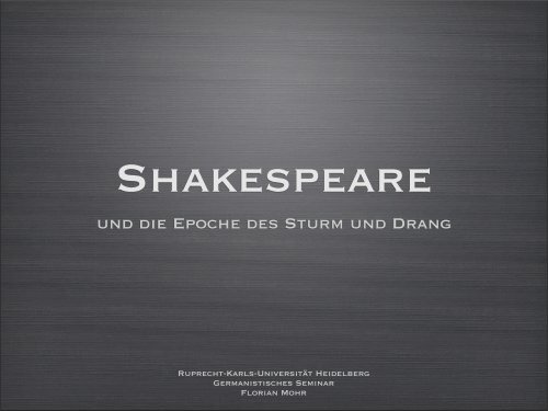 Anmerkungen übers Theater - Shakespeare-Rezeption im 18 ...