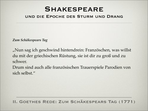 Anmerkungen übers Theater - Shakespeare-Rezeption im 18 ...