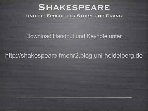 Anmerkungen übers Theater - Shakespeare-Rezeption im 18 ...