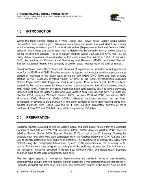 2011 Survey for Golden Eagle and Bald Eagle Nest Activity in CYA ...