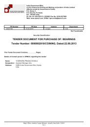 Tender Document - The India Government Mint , Kolkata