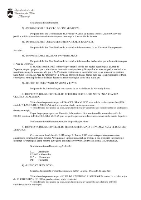 acta de la sesion ordinaria celebrada por la comision munici#pal de ...