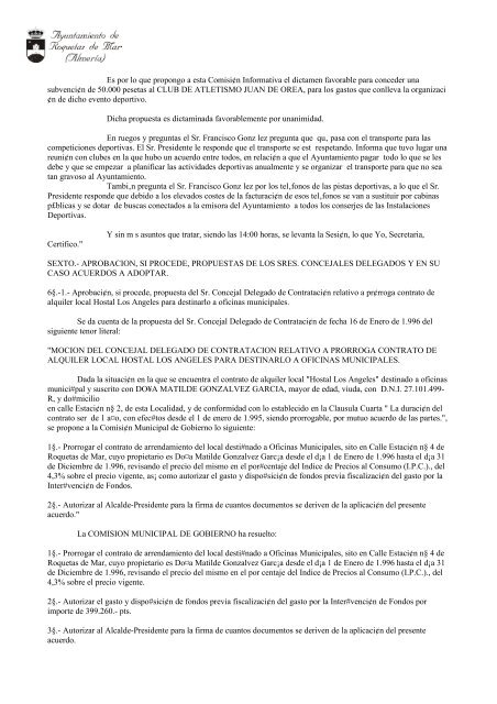 acta de la sesion ordinaria celebrada por la comision munici#pal de ...