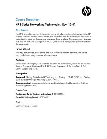Course Datasheet - HP Networking