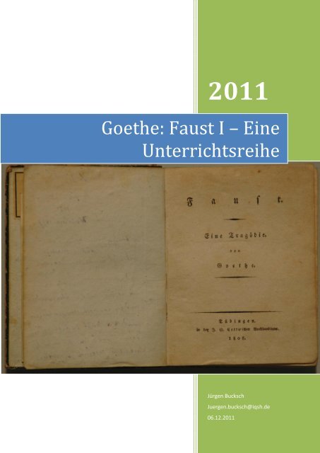 Goethe Faust I Eine Unterrichtsreihe Fo Net