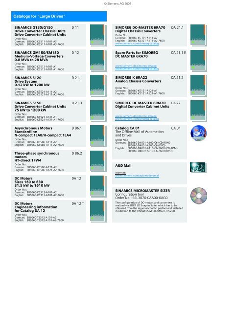 DC motors Sizes 160 to 630 31.5 kW to 1610 kW - Siemens