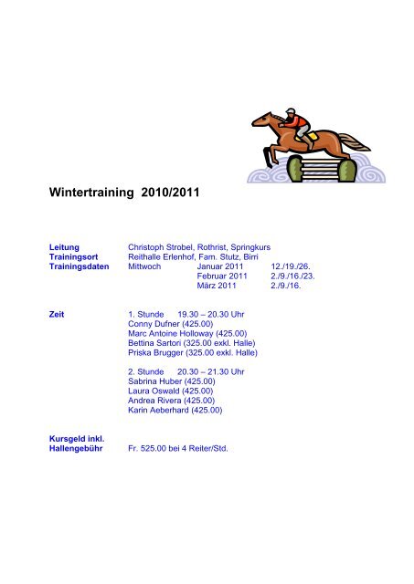 Teilnehmerliste - RV-Muri-Bremgarten