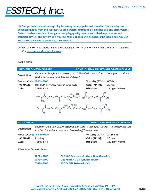 uv nail gel products - Esstech Inc.