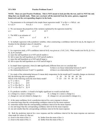 STA 3024 Practice Problems Exam 2