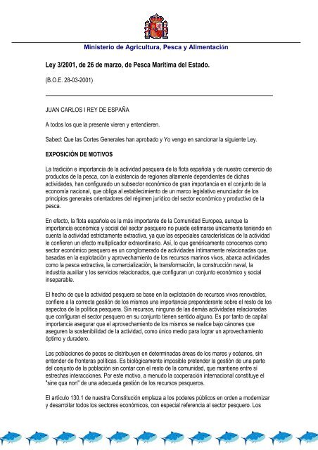 Ley de pesca 2001 - ConfederaciÃ³n EspaÃ±ola de Pesca Responsable